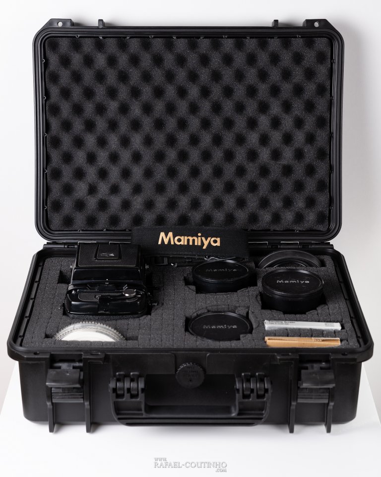 Valise Mamiya RB67 et ses objectifs