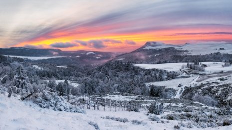 Coucher de soleil neige Puy Gros Banne d'Ordanche