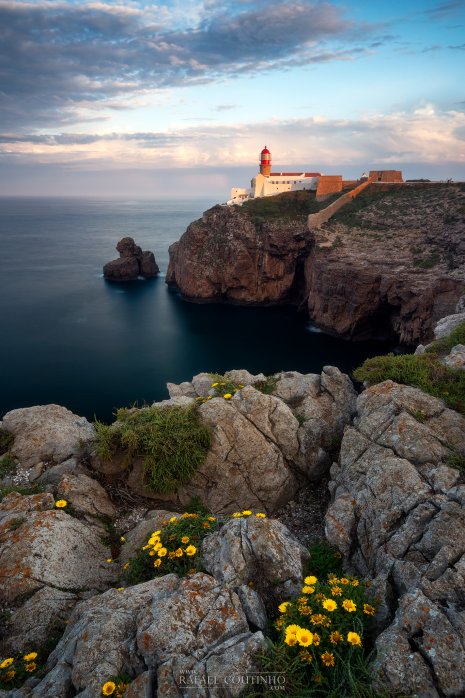 Phare de Sagres lever de soleil fleurs Portugal Algarve